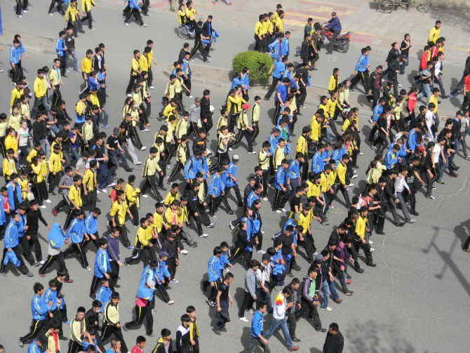 A street march during the May 2011 protests